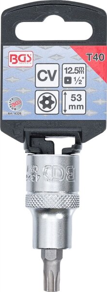 Bit-Einsatz | Antrieb Innenvierkant 12,5 mm (1/2") | T-Profil (für Torx) mit Bohrung T40