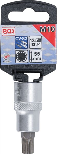Bit-Einsatz | Antrieb Innenvierkant 12,5 mm (1/2") | Innenvielzahn (für XZN) M10