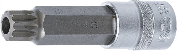 Bit-Einsatz | Länge 100 mm | Antrieb Innenvierkant 12,5 mm (1/2") | Innenvielzahn (für XZN) mit Bohrung M18