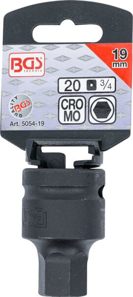 Kraft-Bit-Einsatz | Länge 55 mm | Antrieb Innenvierkant 20 mm (3/4") | Innensechskant 19 mm