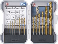 HSS-Spiralbohrer-Satz | titan-nitriert | 1,5 - 10 mm | 15-tlg.