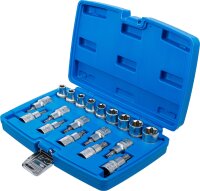 Bit-Einsatz-/Steckschlüssel-Einsatz-Satz | Antrieb Innenvierkant 12,5 mm (1/2") | E-Profil / T-Profil (für Torx) | 19-tlg.