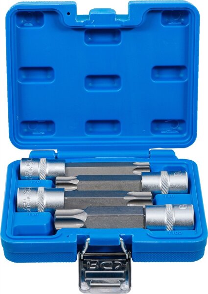 Bit-Einsatz-Satz | Antrieb Innenvierkant 12,5 mm (1/2") | T-Profil (für Torx) mit Bohrung | 4-tlg.