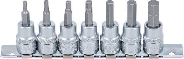Bit-Einsatz-Satz | Antrieb Innenvierkant 10 mm (3/8") | Innensechskant 1/8" - 3/8" | Zollgrößen | 7-tlg.