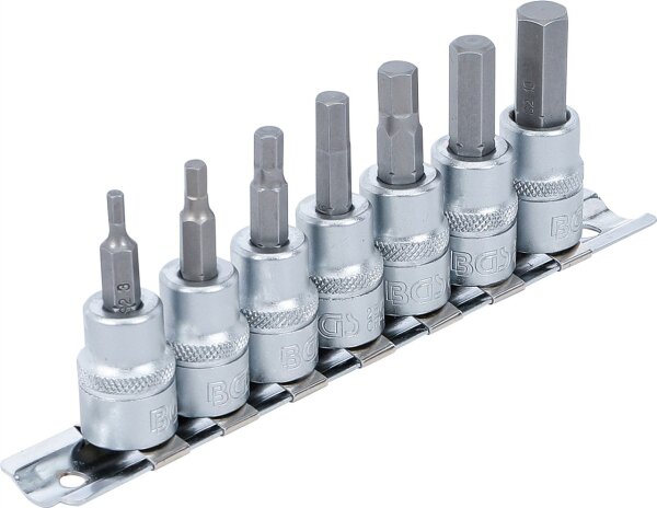 Bit-Einsatz-Satz | Antrieb Innenvierkant 10 mm (3/8") | Innensechskant 3 - 10 mm | 7-tlg.