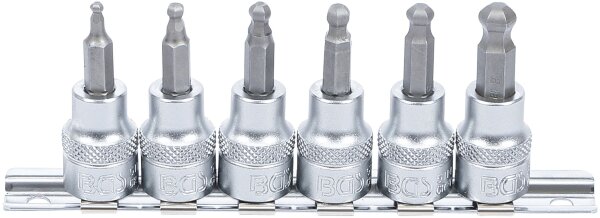 Bit-Einsatz-Satz | Antrieb Innenvierkant 10 mm (3/8") | Innensechskant mit Kugelkopf 3 - 8 mm | 6-tlg.