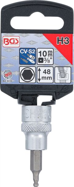 Bit-Einsatz | Antrieb Innenvierkant 10 mm (3/8") | Innensechskant mit Kugelkopf 3 mm