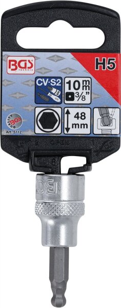 Bit-Einsatz | Antrieb Innenvierkant 10 mm (3/8") | Innensechskant mit Kugelkopf 5 mm