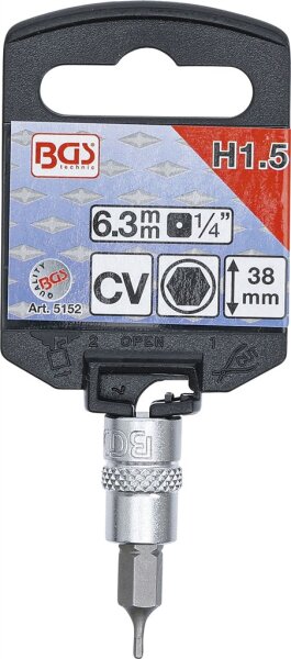 Bit-Einsatz | Antrieb Innenvierkant 6,3 mm (1/4") | Innensechskant 1,5 mm