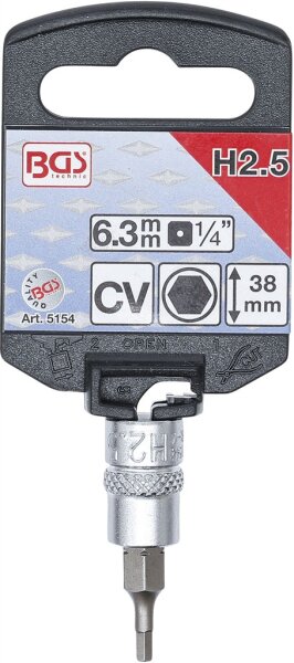 Bit-Einsatz | Antrieb Innenvierkant 6,3 mm (1/4") | Innensechskant 2,5 mm