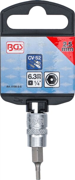 Bit-Einsatz | Antrieb Innenvierkant 6,3 mm (1/4") | Innensechskant mit Bohrung 2,5 mm