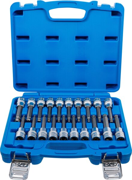 Bit-Einsatz-Satz | Antrieb Innenvierkant 12,5 mm (1/2") | Innensechskant, T-Profil (für Torx), Innenvielzahn (für XZN) mit Kugelkopf | 20-tlg.