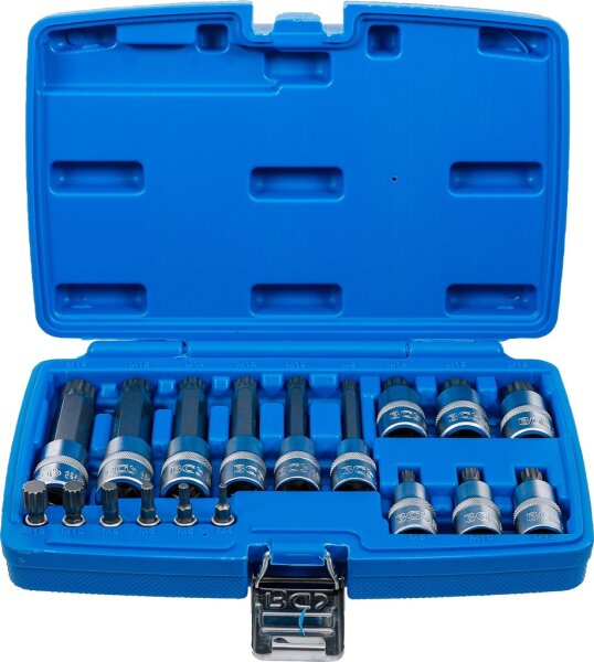 Bit-Einsatz-Satz | Antrieb Innenvierkant 6,3 mm (1/4") / 12,5 mm (1/2") | Innenvielzahn (für XZN) | 18-tlg.