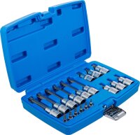 Bit-Einsatz-Satz | Antrieb Innenvierkant 6,3 mm (1/4") / 12,5 mm (1/2") | T-Profil (für Torx) mit Bohrung | 18-tlg.