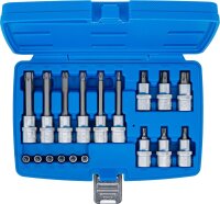 Bit-Einsatz-Satz | Antrieb Innenvierkant 6,3 mm (1/4") / 12,5 mm (1/2") | T-Profil (für Torx) mit Bohrung | 18-tlg.