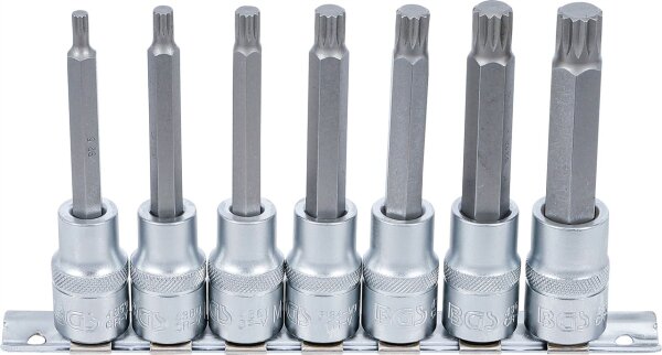Bit-Einsatz-Satz | Antrieb Innenvierkant 12,5 mm (1/2") | Innenvielzahn (für XZN) M5 - M14 | 7-tlg.