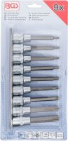 Bit-Einsatz-Satz | Antrieb Innenvierkant 12,5 mm (1/2") | T-Profil (für Torx) mit Bohrung | 9-tlg.