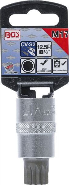 Bit-Einsatz | Antrieb Innenvierkant 12,5 mm (1/2") | Innenvielzahn (für XZN) M17