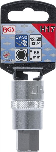 Bit-Einsatz | Antrieb Innenvierkant 12,5 mm (1/2") | Innensechskant 17 mm