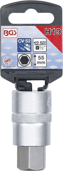 Bit-Einsatz | Antrieb Innenvierkant 12,5 mm (1/2") | Innensechskant 19 mm