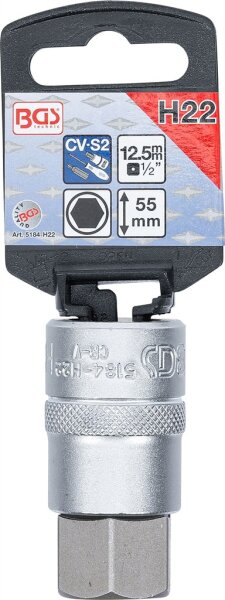 Bit-Einsatz | Antrieb Innenvierkant 12,5 mm (1/2") | Innensechskant 22 mm