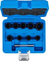 Spiral-Profil-Steckschlüssel-Satz / Schraubenausdreher | Antrieb Innenvierkant 10 mm (3/8") | SW 10 - 19 mm | 10-tlg.