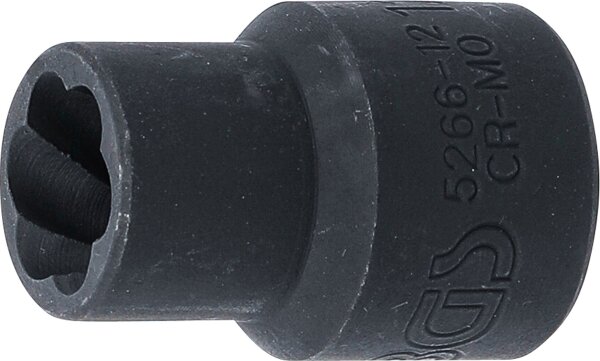 Spiral-Profil-Steckschlüssel-Einsatz / Schraubenausdreher | Antrieb Innenvierkant 12,5 mm (1/2") | SW 12 mm