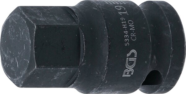 Kraft-Bit-Einsatz | Länge 42 mm | Antrieb Innenvierkant 12,5 mm (1/2") | Innensechskant 19 mm