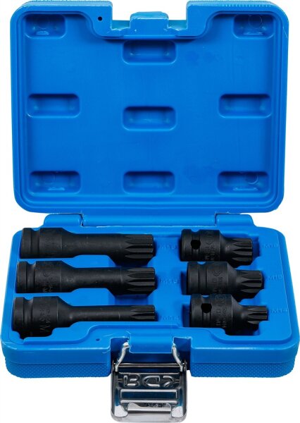 Kraft-Bit-Einsatz-Satz | Antrieb Innenvierkant 12,5 mm (1/2") | Innenvielzahn (für XZN) M14 - M18 | 6-tlg.