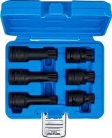 Kraft-Bit-Einsatz-Satz | Antrieb Innenvierkant 12,5 mm (1/2") | Innenvielzahn (für XZN) M14 - M18 | 6-tlg.