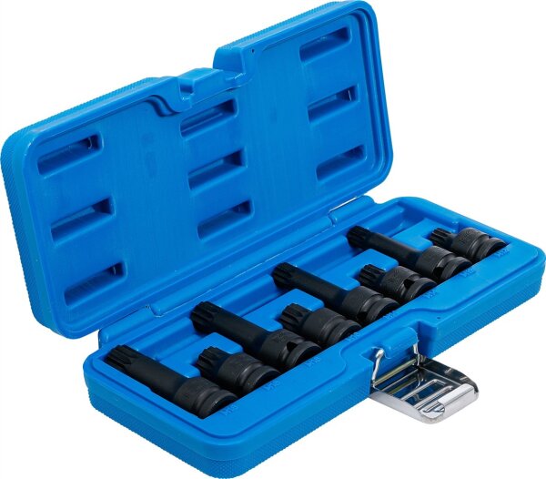 Kraft-Bit-Einsatz-Satz | Antrieb Innenvierkant 12,5 mm (1/2") | Innenvielzahn (für XZN) M12 - M18 | 8-tlg.