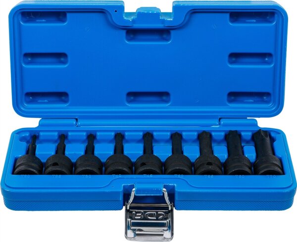 Kraft-Bit-Einsatz-Satz | Antrieb Innenvierkant 12,5 mm (1/2") | T-Profil (für Torx) T20 - T70 | 9-tlg.