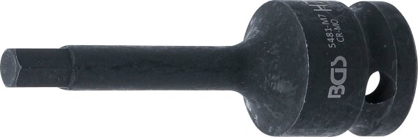 Kraft-Bit-Einsatz | Länge 75 mm | Antrieb Innenvierkant 12,5 mm (1/2") | Innensechskant 7 mm
