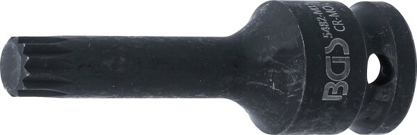 Kraft-Bit-Einsatz | Länge 75 mm | Antrieb Innenvierkant 12,5 mm (1/2") | Innenvielzahn (für XZN) M12