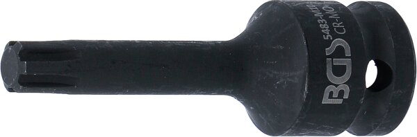Kraft-Bit-Einsatz | Länge 75 mm | Antrieb Innenvierkant 12,5 mm (1/2") | Keil-Profil (für RIBE) M10