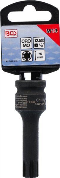 Kraft-Bit-Einsatz | Länge 75 mm | Antrieb Innenvierkant 12,5 mm (1/2") | Keil-Profil (für RIBE) M13