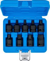 Kraft-Bit-Einsatz-Satz | Antrieb Innenvierkant 12,5 mm (1/2") | Innensechskant 5 - 19 mm | 9-tlg.