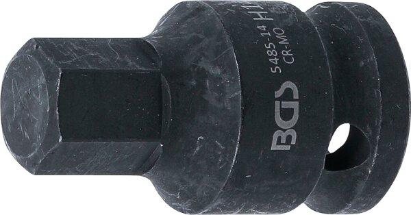 Kraft-Bit-Einsatz | Länge 42 mm | Antrieb Innenvierkant 12,5 mm (1/2") | Innensechskant 14 mm