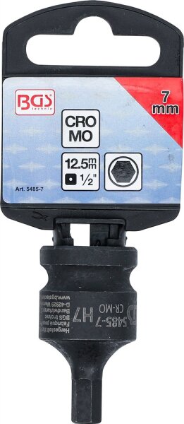 Kraft-Bit-Einsatz | Länge 42 mm | Antrieb Innenvierkant 12,5 mm (1/2") | Innensechskant 7 mm