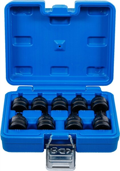 Kraft-Bit-Einsatz-Satz | Antrieb Innenvierkant 12,5 mm (1/2") | T-Profil (für Torx) T20 - T70 | 9-tlg.