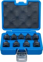 Kraft-Bit-Einsatz-Satz | Antrieb Innenvierkant 12,5 mm (1/2") | Innenvielzahn (für XZN) M4 - M16 | 9-tlg.