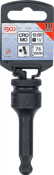 Kraft-Bit-Einsatz | Länge 75 mm | Antrieb Innenvierkant 12,5 mm (1/2") | Innensechskant mit Kugelkopf 10 mm