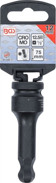 Kraft-Bit-Einsatz | Länge 75 mm | Antrieb Innenvierkant 12,5 mm (1/2") | Innensechskant mit Kugelkopf 12 mm