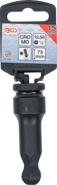 Kraft-Bit-Einsatz | Länge 75 mm | Antrieb Innenvierkant 12,5 mm (1/2") | Innensechskant mit Kugelkopf 15 mm