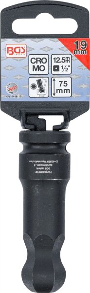 Kraft-Bit-Einsatz | Länge 75 mm | Antrieb Innenvierkant 12,5 mm (1/2") | Innensechskant mit Kugelkopf 19 mm