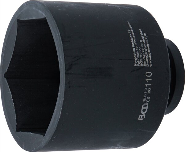 Kraft-Steckschlüssel-Einsatz Sechskant, tief | Antrieb Innenvierkant 25 mm (1") | SW 110 mm
