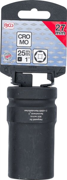 Kraft-Steckschlüssel-Einsatz Sechskant, tief | Antrieb Innenvierkant 25 mm (1") | SW 27 mm
