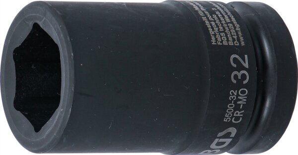 Kraft-Steckschlüssel-Einsatz Sechskant, tief | Antrieb Innenvierkant 25 mm (1") | SW 32 mm