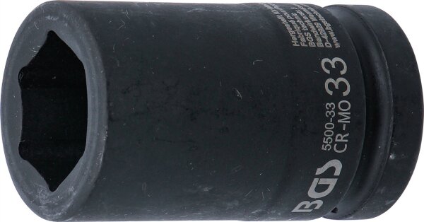 Kraft-Steckschlüssel-Einsatz Sechskant, tief | Antrieb Innenvierkant 25 mm (1") | SW 33 mm