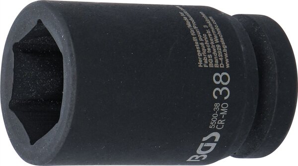Kraft-Steckschlüssel-Einsatz Sechskant, tief | Antrieb Innenvierkant 25 mm (1") | SW 38 mm
